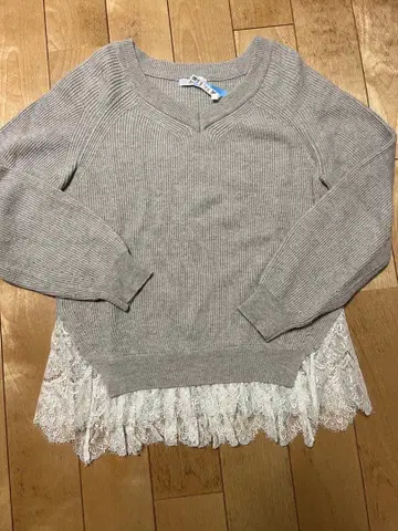 IENA 레이스 달린 긴팔 니트 베이지