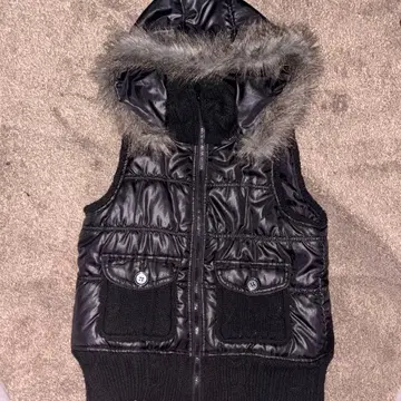 퍼 다운 베스트 Y2K 광택 시크 스타일 헤이세이 그런지