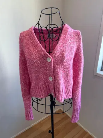 유나이티드 애로우즈 핑크 니트 가디건