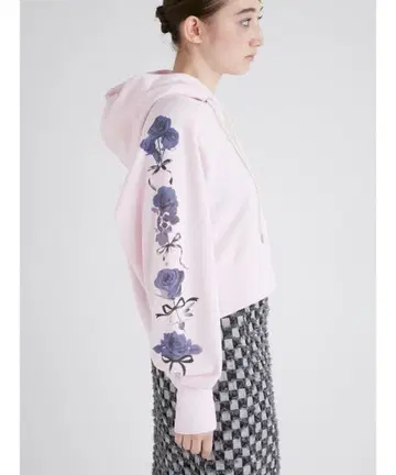 FURFUR 플라워 프린트 크롭 후디