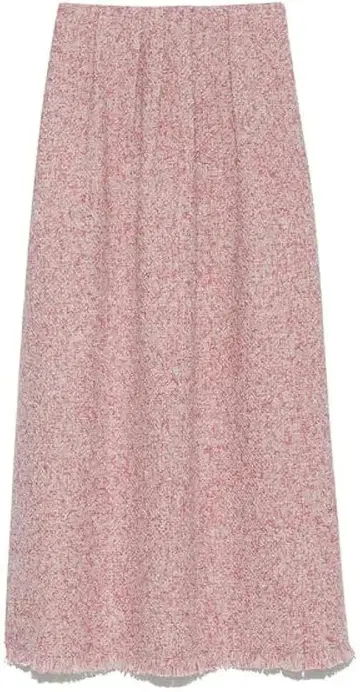 퍼퍼 절개 체크 스커트