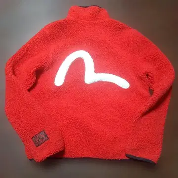 레어 EVISU 에비수 보아 플리스 자켓 레드 여성용 방한 아우터