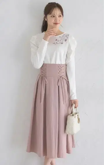 tocco closet 웨스트 사이드 레이스업 무지 플레어 스커트