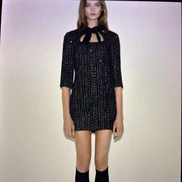 ZARA 블랙 트위드 미니 원피스