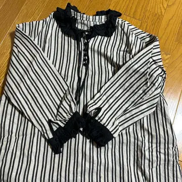 네스트로브 스트라이프 린넨 튜닉 원피스