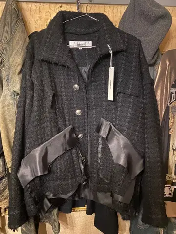 sulvam 트위드 블루종 블랙