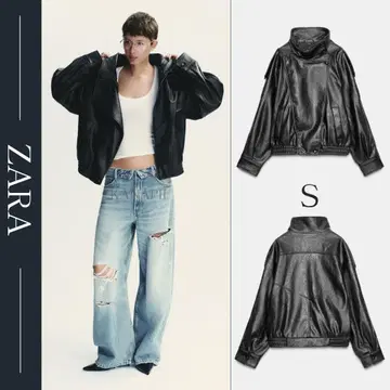 ZARA 페이크 가죽 자켓 블랙 S 새상품
