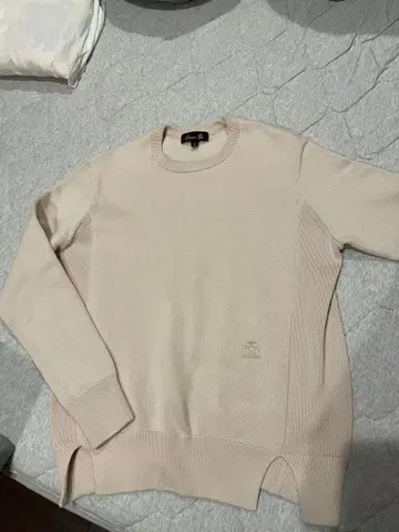 미사용급 드로어 옅은 핑크 베이지 스웨터 긴팔 코튼 맨투맨