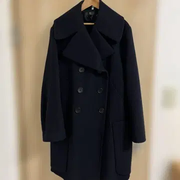 유니클로 + J 네이비 더블 브레스트 피 코트 L