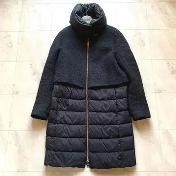 새상품급 허름 절개 다운 코트 노카라 넥워머 포함 42