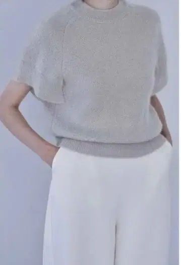 IIROT 이 모헤어 숏 슬리브 니트 스웨터 그레이지