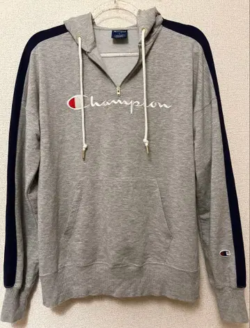 Champion 그레이 후드티 프론트 지퍼
