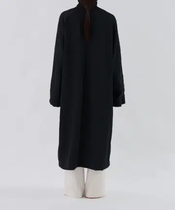 ENOF 트윌 롱 코트 블랙