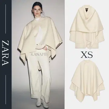 ZARA ZW COLLECTION 울 케이프 코트 XS 에크루