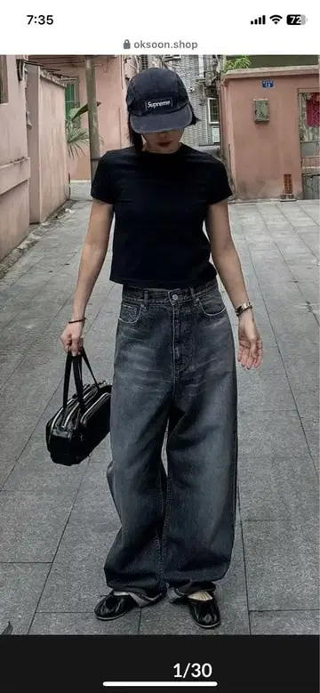 ok.soon 오리지널 와이드 데님 블랙 사이즈 3 새상품급