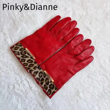 Pinky&Dianne 핑키&다이앤 본 가죽 장갑 레오파드 무늬 빨간색