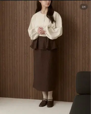 moitytto 체크 플럼 스커트 브라운 S 사이즈