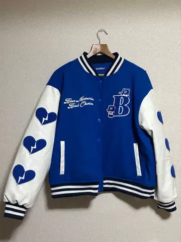 BadBlue 바시티 자켓 파랑/화이트 하트 모티브