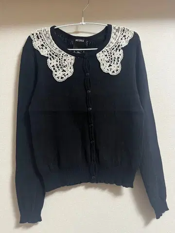 [ ANNA SUI ] 블랙 레이스 옷깃 가디건 M