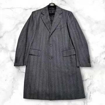 컨디션 최상 DORMEUIL x 고타이리쿠 헤링본 롱 코트 그레이 M