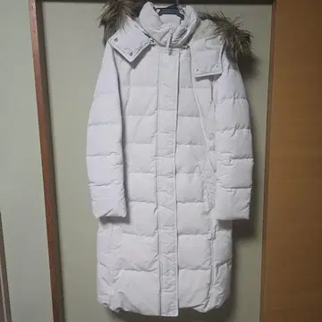 UNIQLO 화이트 롱 다운 자켓 후드 부착