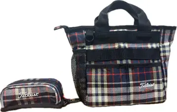 Titleist 체크 무늬 골프 라운드 백 & 볼 파우치 세트