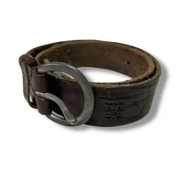 DENIME England제 90s 핸드메이드 가죽 벨트 브라운