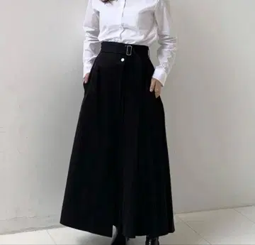 foufou 트렌치 플레어 스커트 블랙 랩스커트