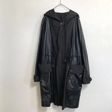 램 가죽 절개 자켓 롱 (주) 프링스 블랙 L