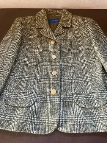 LA JOCONDE 체크 무늬 자켓 스커트 셋업 모스그린