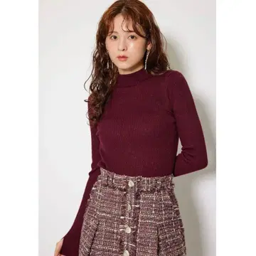 rienda 엄지손가락 구멍 워셔블 하이넥 니트탑