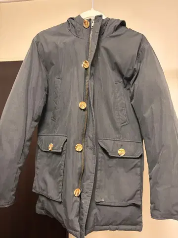 EDWIN 패딩 자켓 S 블랙 후드 부착 골드 버튼 얼룩 있음