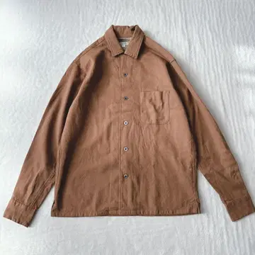 [ 새상품급 ] 스티븐 앨런 오픈 카라 셔츠 브라운 울 버튼 다운