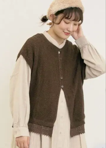 sm2 사만사 모스모스 밑단 레이스 카노코 베스트 다크 브라운 새상품