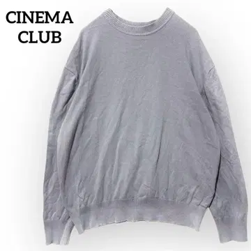 새상품급 시네마 클럽 워셔블 크루넥 니트 [ L ] 탁한 블루 노옴코어