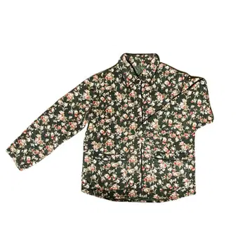 꽃무늬 퀼팅 자켓 다크 그린