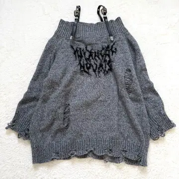 [ 새상품급 ] .kom 오프숄더 데미지 니트 탑 그레이 FREE