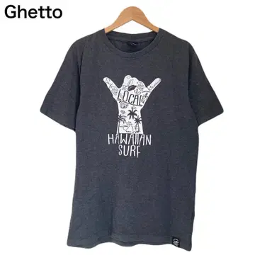 Ghetto T셔츠 서핑 하와이 프린트 미국 반팔 블랙 XL