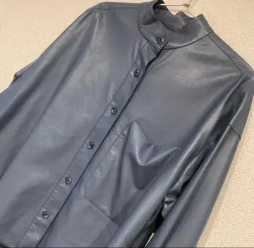 아돌포 도밍게스 다크 블루 가죽풍 셔츠 긴팔