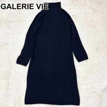 GALERIE VIE 울 캐시미어 리브 터틀넥 니트 원피스