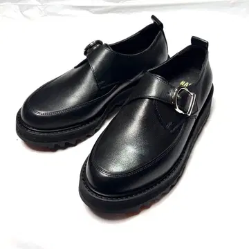 HARE 샤크 밑창 싱글몽크 슈즈 천연 가죽 신발 통굽