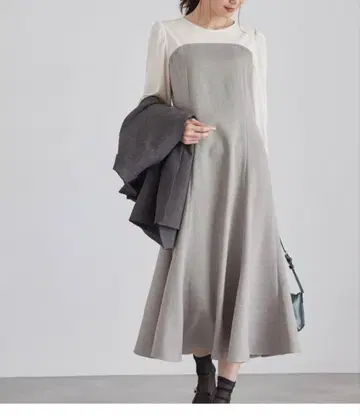 엘레강트한 그레이의 긴팔 원피스