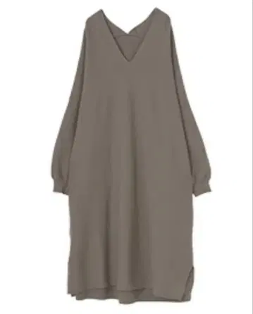 느슨하게 커버! 코쿤형 면 니트 V넥 원피스