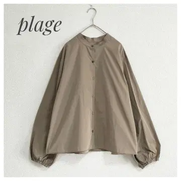 새상품급 plage 2WAY 클래식 밴드 카라 셔츠 모카 베이지