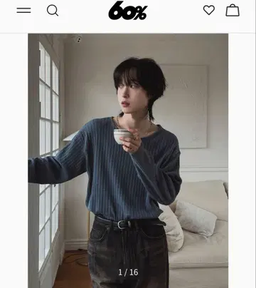 2plan 페어라운드 U넥 니트 블루 [ 가격 인하 불가 ]