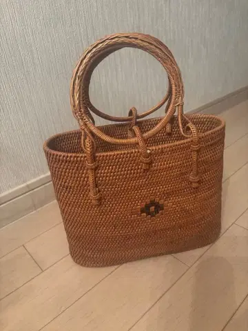 발리 아타백 브라운 뜨개질 바스켓백