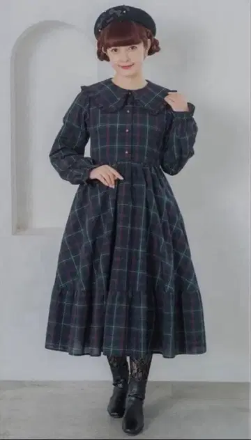 시마무라 아오키 미사코 원피스 다크 그린