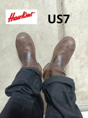 Hawkins 엔지니어 부츠 US 7 브라운 아메카지 바이커