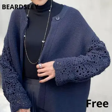 BEARDSLEY 시스루 편직 크로셰 슬리브 가디건 비어즐리