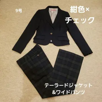 네이비 컬러 x 체크 수트
